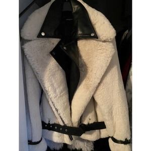 STUNNING Kooples Faux Fur Moto Jacket In Ecru NWT-SOLD OUT
